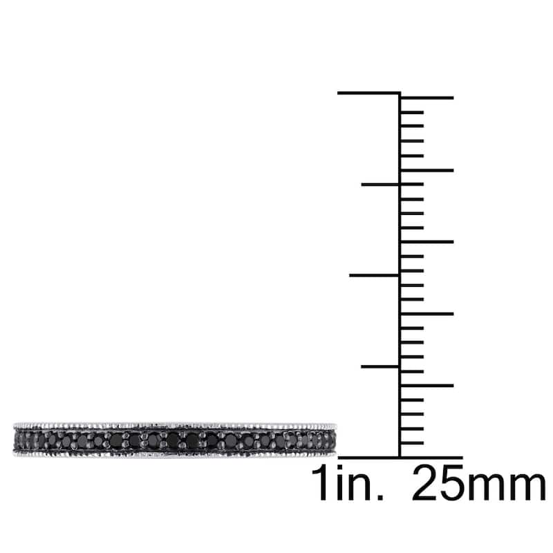 Miadora Sterling Silver 1/8ct TDW Black Diamond Anniversary-style Stackable Wedding Band