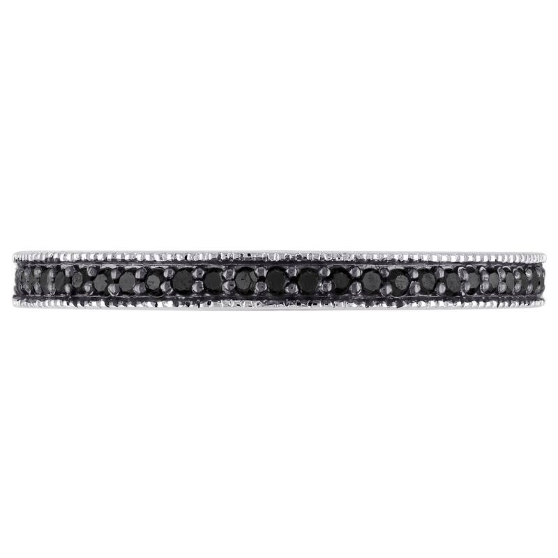 Miadora Sterling Silver 1/8ct TDW Black Diamond Anniversary-style Stackable Wedding Band