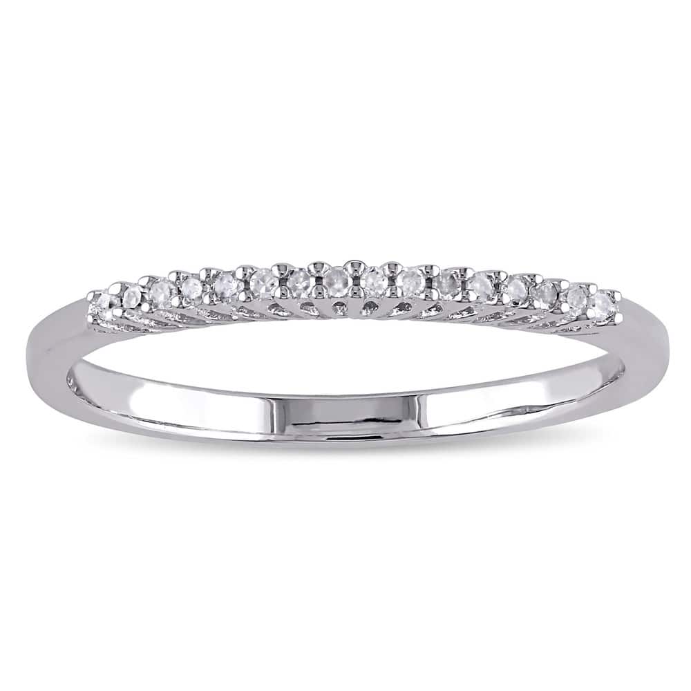 Miadora Sterling Silver Diamond Accent Wedding Band