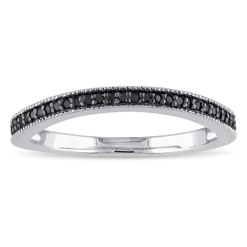 Miadora Sterling Silver 1/6ct TDW Black Diamond Anniversary-style Stackable Wedding Band