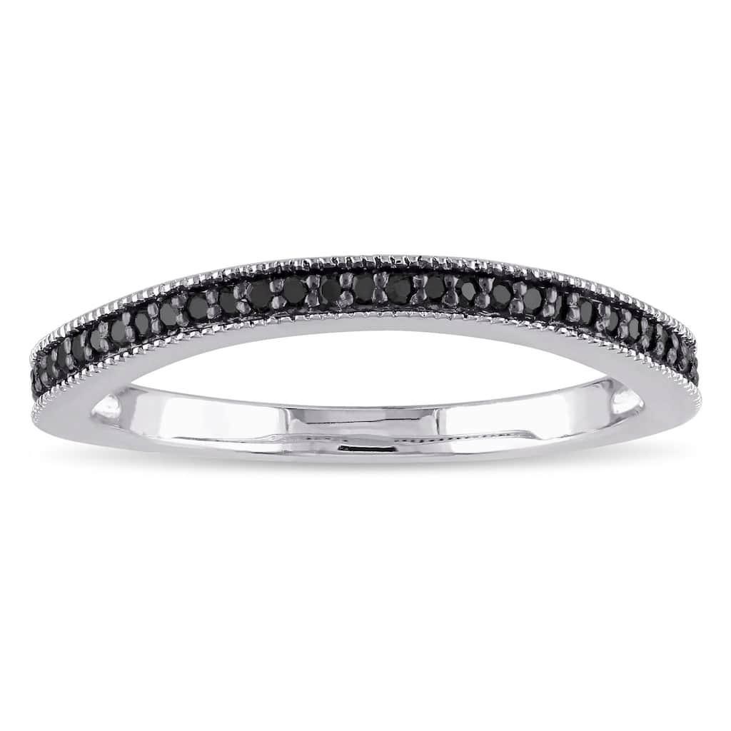 Miadora Sterling Silver 1/6ct TDW Black Diamond Anniversary-style Stackable Wedding Band