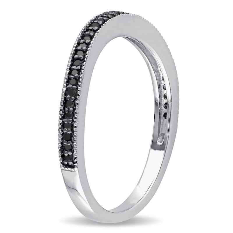 Miadora Sterling Silver 1/6ct TDW Black Diamond Anniversary-style Stackable Wedding Band