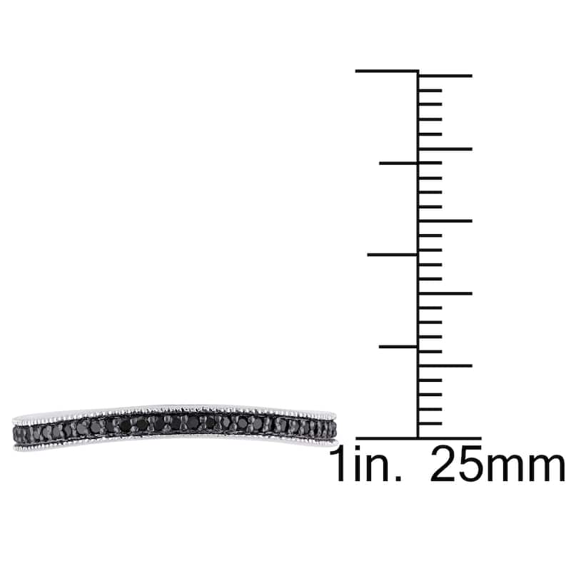 Miadora Sterling Silver 1/6ct TDW Black Diamond Anniversary-style Stackable Wedding Band