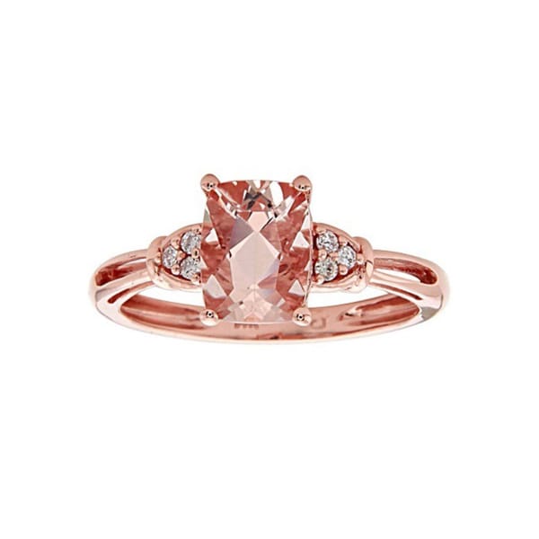 Anika and August 14K Rose Gold Cushion-cut Morganite and Diamond Ring