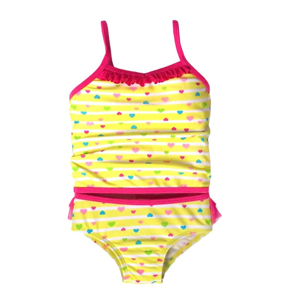 Jump'N Splash Small Girls Yellow Hearts Tankini Swimsuit - Free ...