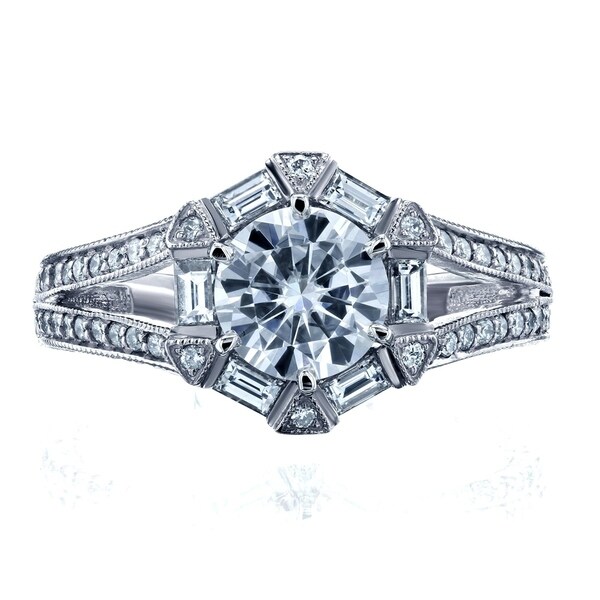 Vintage Art Deco Engagement Ring 14k White Gold 2.26 Carat White Round Diamond