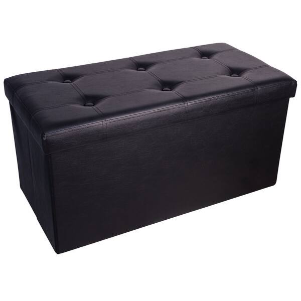 Danya B. Leatherette Entryway Shoe Storage Bench - Black/Black