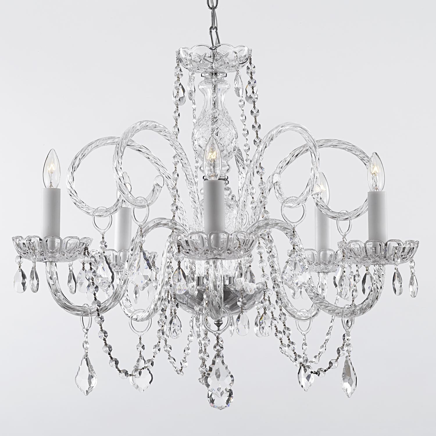 Venetian Style All Crystal 5-Light Chandelier with Austrian Crystal (with SW) - Chandeliers For Bedrooms by Overstock.com