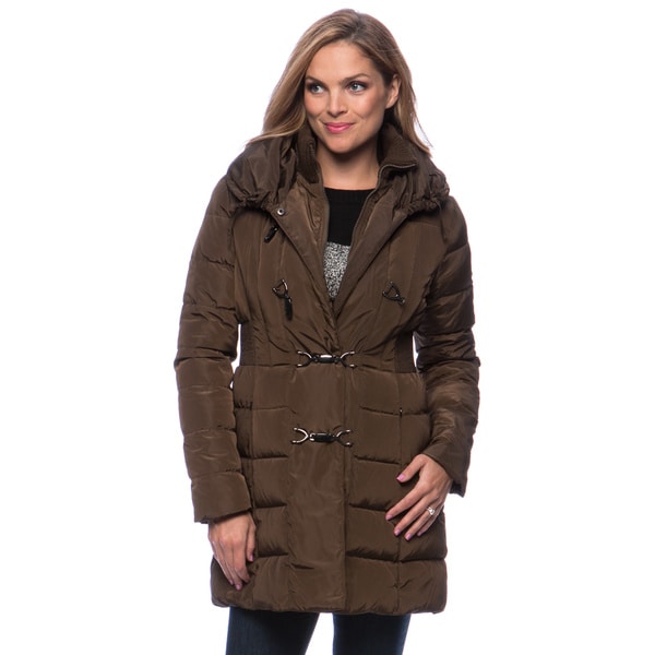 Jessica Simpson Womens Toggle Closure Pillow Collar Down Coat