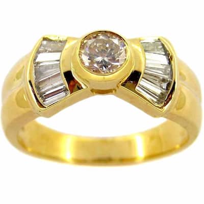Kabella 18k Yellow Gold 4/5ct TDW Round Diamond Bow Ring (H-I. SI1-SI2)