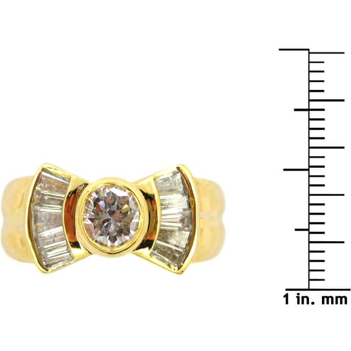 Kabella 18k Yellow Gold 4/5ct TDW Round Diamond Bow Ring (H-I. SI1-SI2)