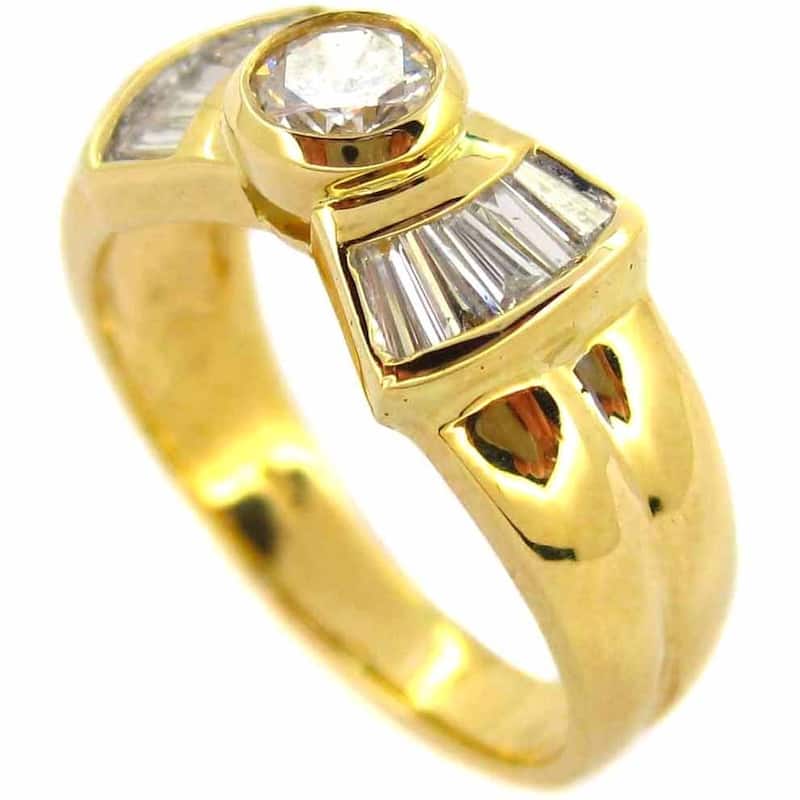Kabella 18k Yellow Gold 4/5ct TDW Round Diamond Bow Ring (H-I. SI1-SI2)