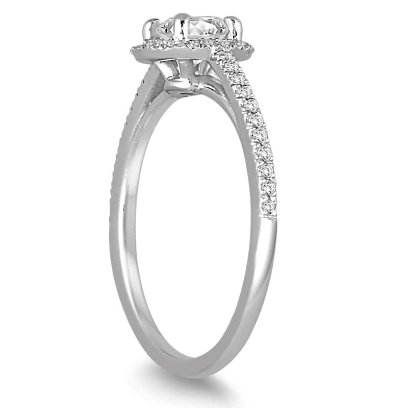 Marquee Jewels 14k White Gold 7/8ct TDW Halo Diamond Bridal Set