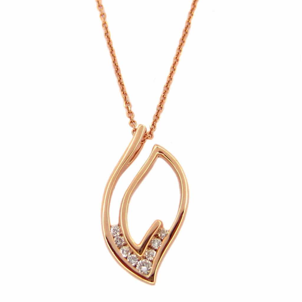 Kabella 14k Rose Gold 1/6ct TDW Diamond Accent Swirl Necklace