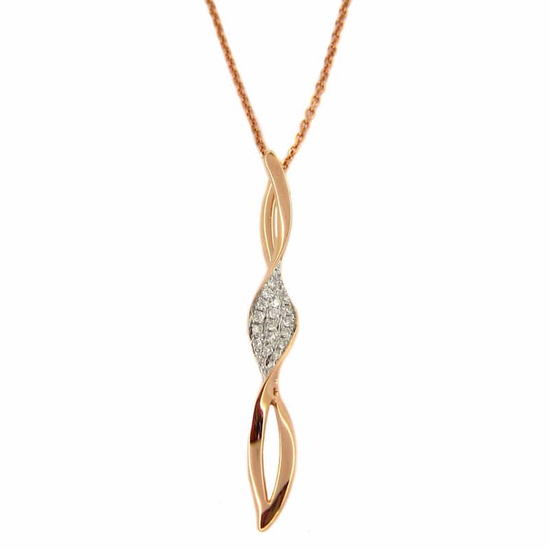 Kabella 14k Rose and Yellow Gold 1/6ct TDW Diamond Accent Swirl Necklace - Rose
