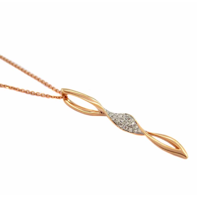Kabella 14k Rose and Yellow Gold 1/6ct TDW Diamond Accent Swirl Necklace