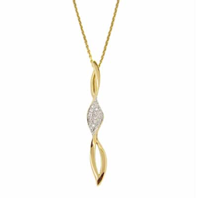 Kabella 14k Rose and Yellow Gold 1/6ct TDW Diamond Accent Swirl Necklace