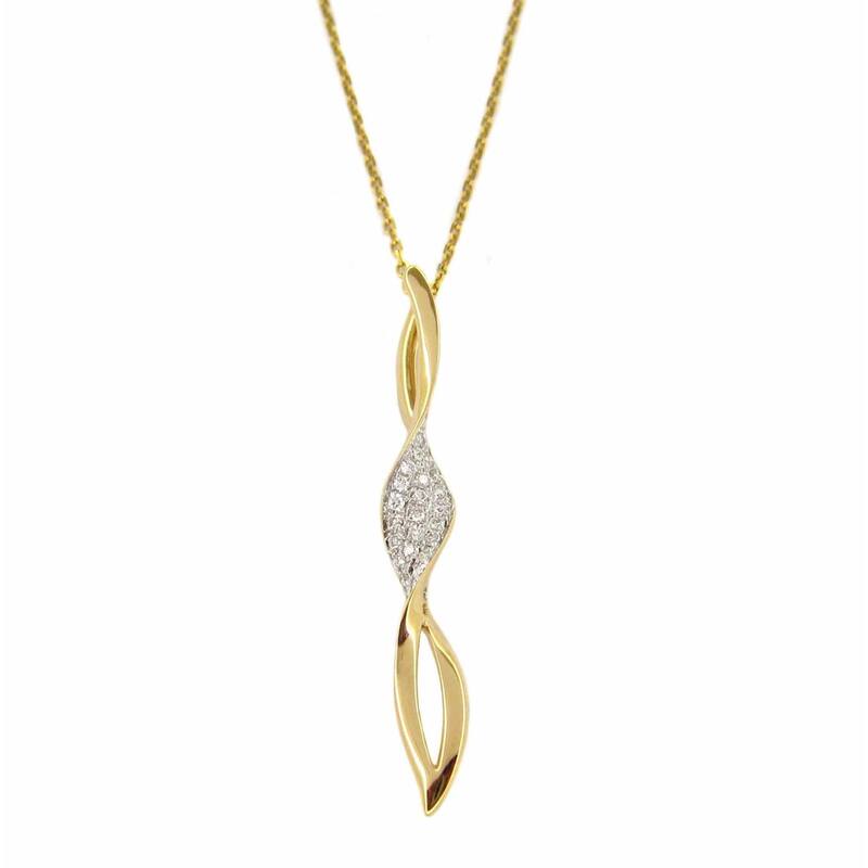Kabella 14k Rose and Yellow Gold 1/6ct TDW Diamond Accent Swirl Necklace