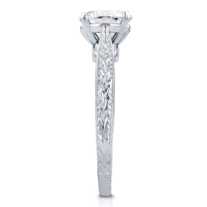 Kobelli 1.5 Carats Moissanite & Diamond Accent 14k Solid White Gold Antique Cathedral Valentina Engagement Ring
