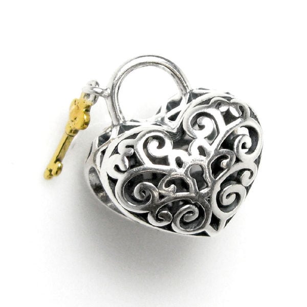 Heart Filigree Pendant Charm 925 Sterling Silver Choose Color
