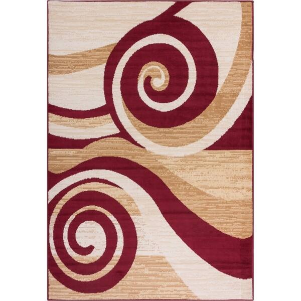 Well Woven Malibu Swirles Waves Red Area Rug 8'2 x 9'10 Overstock