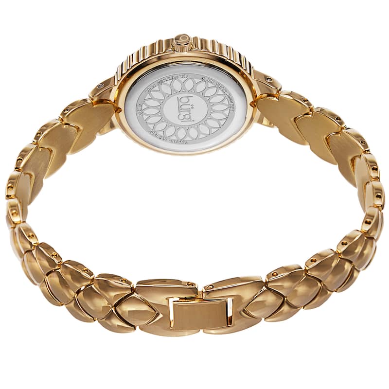 Burgi Women's Swiss Quartz Swarovski Crystals Stainless Steel Gold-Tone Bracelet Watch - Gold