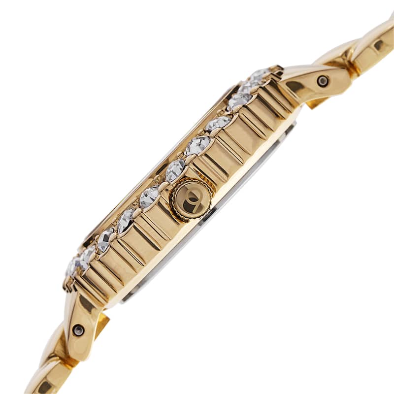 Burgi Women's Swiss Quartz Swarovski Crystals Stainless Steel Gold-Tone Bracelet Watch - Gold