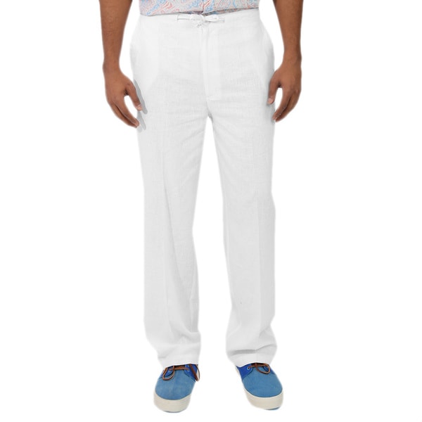 Shop Men's White Drawstring Linen Pants - Free Shipping Today ...