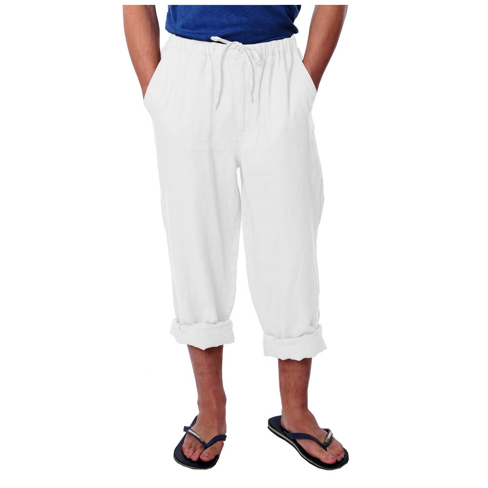 Men's White Drawstring Linen Pants - Overstock Shopping - Big Discounts ...