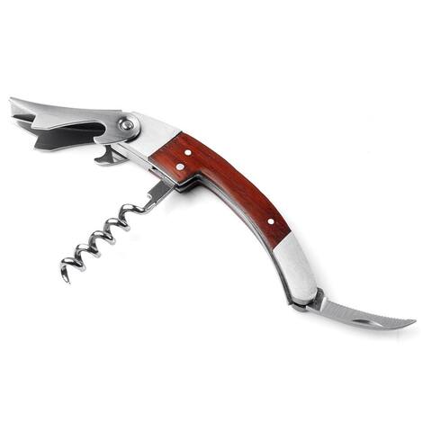 Visol Tassin Stainless Steel with Wood Grain Handle Corkscrew