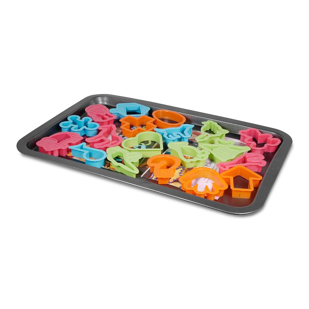 Better Chef 17 x 12 Baking Tray with 19 Assorted Cookie Cutters - Black