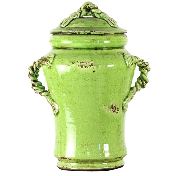 Shop Decorative Rope Like Handle Detail Ceramic Jar With Lid