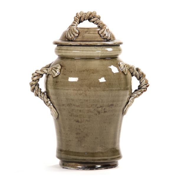 Shop Decorative Rope Like Handle Detail Ceramic Jar With Lid