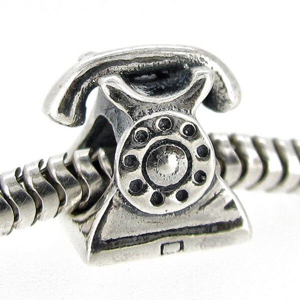 Queenberry Sterling Silver Classic Telephone European Bead Charm