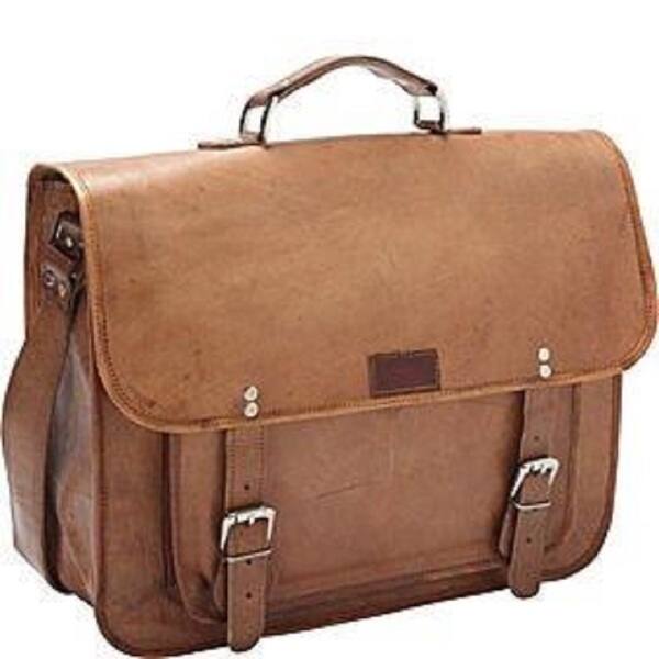 Shop Sharo 16 Inch Brown Laptop Tablet Flapover Briefcase On Sale Overstock 1007