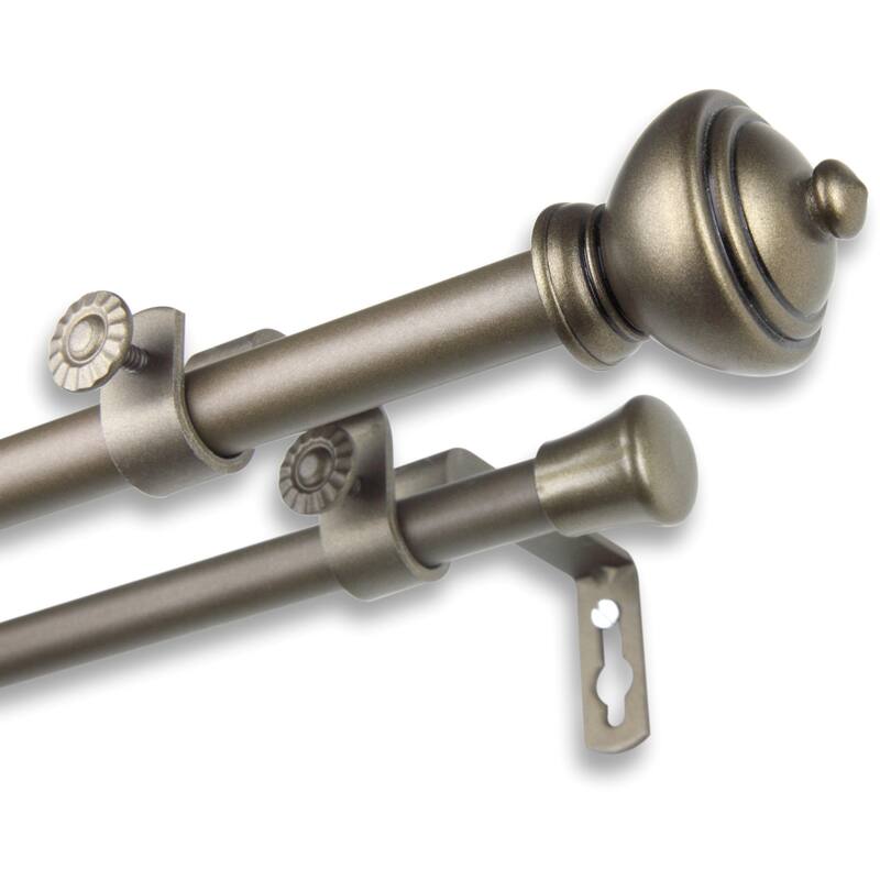 InStyleDesign Meadow Adjustable Double Curtain Rod - 28 to 48 inches - Antique Gold