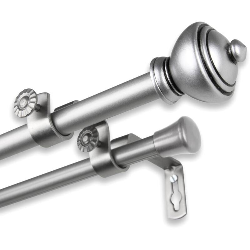 InStyleDesign Meadow Adjustable Double Curtain Rod - 28 to 48 inches - satin nickel