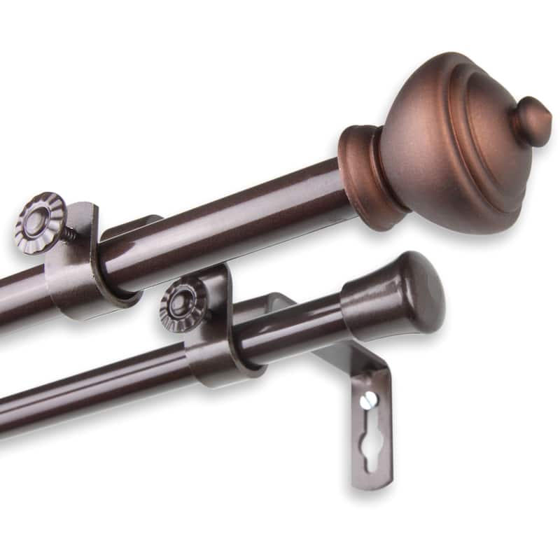 InStyleDesign Meadow Adjustable Double Curtain Rod - 28 to 48 inches - Cocoa