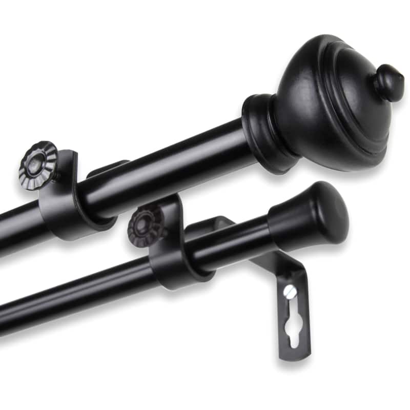 InStyleDesign Meadow Adjustable Double Curtain Rod - 28 to 48 inches - Black