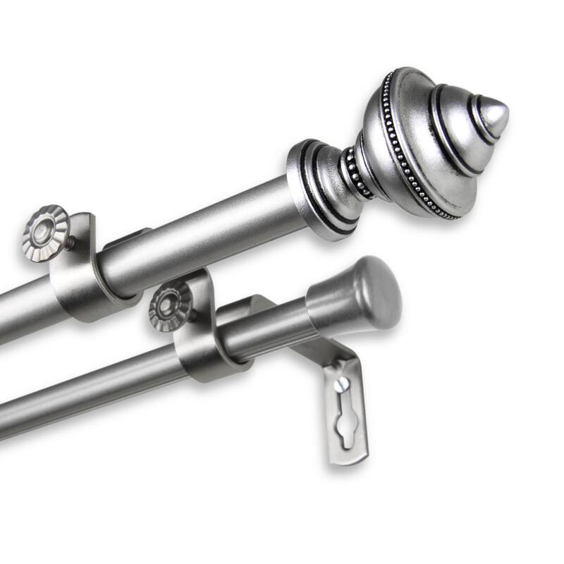 InStyleDesign Manor Adjustable Double Curtain Rod - 28 to 48 inches - satin nickel