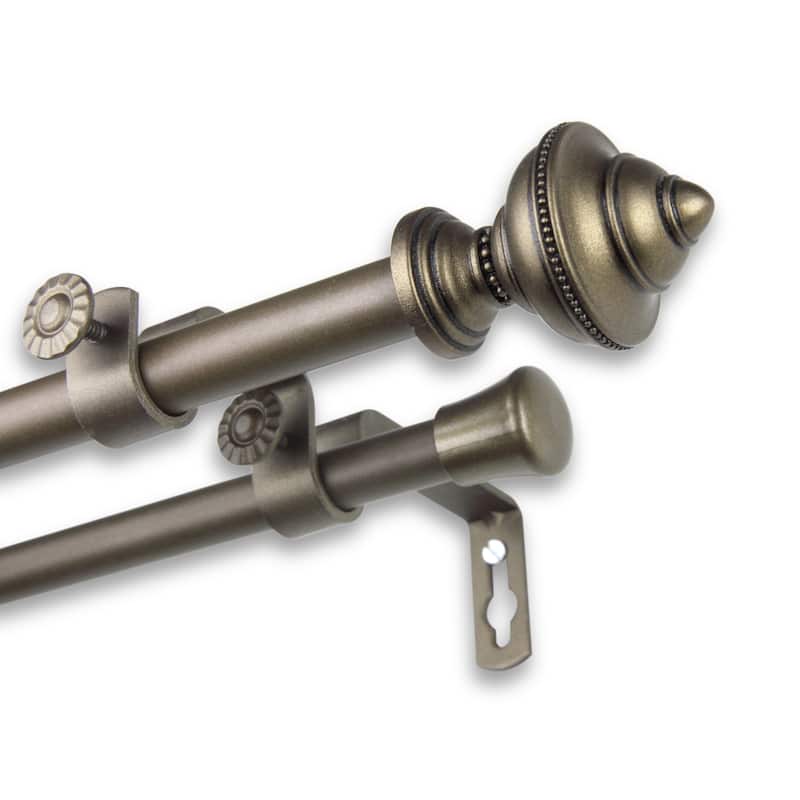 InStyleDesign Manor Adjustable Double Curtain Rod - 28 to 48 inches - Antique Gold