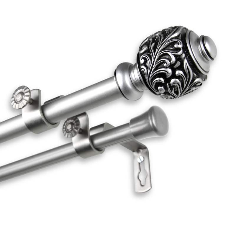 InStyleDesign Tova Adjustable Double Curtain Rod - 28 to 48 inches - satin nickel