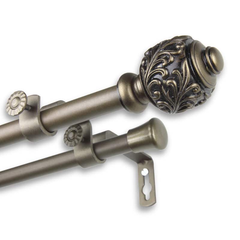 InStyleDesign Tova Adjustable Double Curtain Rod - 28 to 48 inches - Cocoa