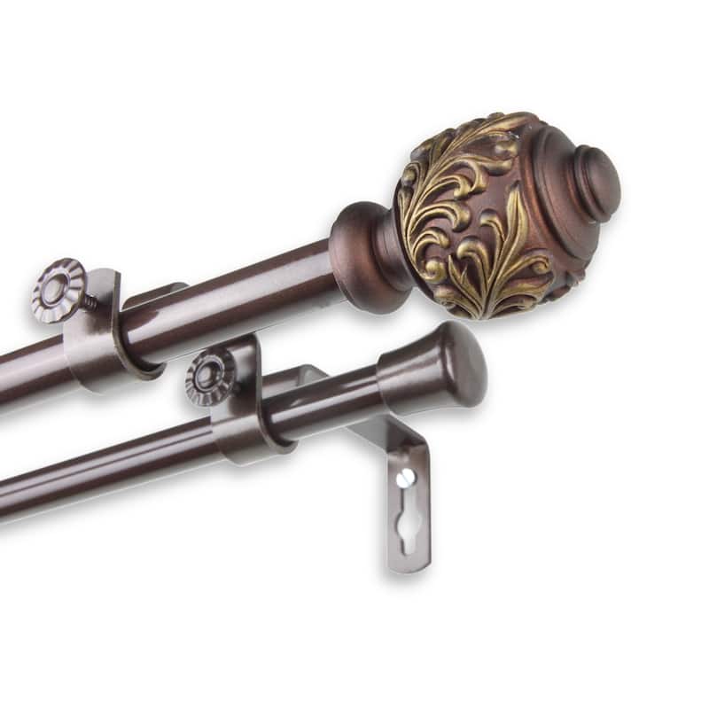 InStyleDesign Tova Adjustable Double Curtain Rod - 28 to 48 inches - Antique Gold