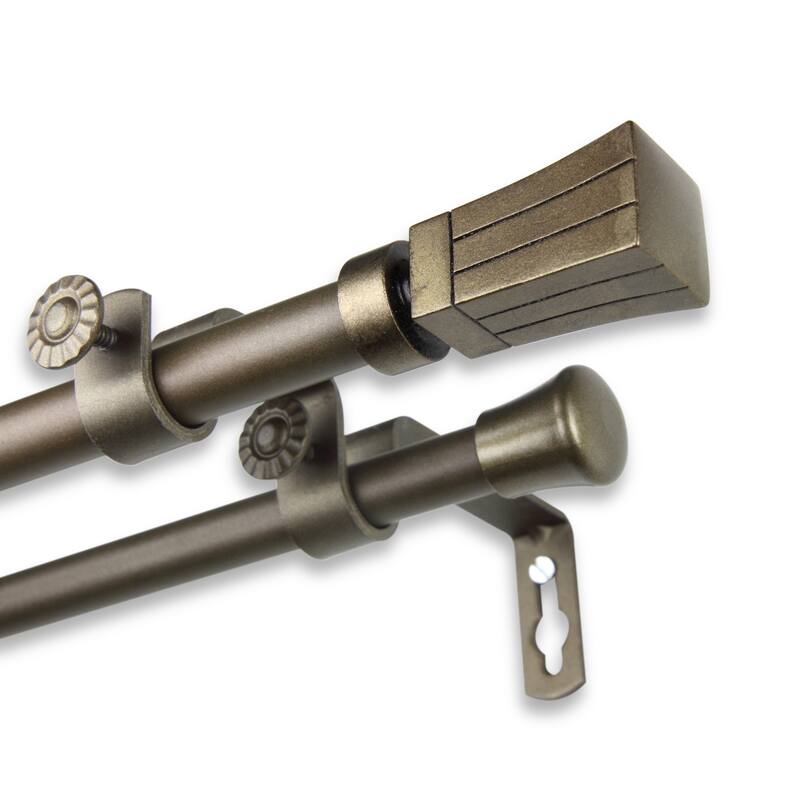 InStyleDesign Waver Adjustable Double Curtain Rod - 28 to 48 inches - Antique Gold