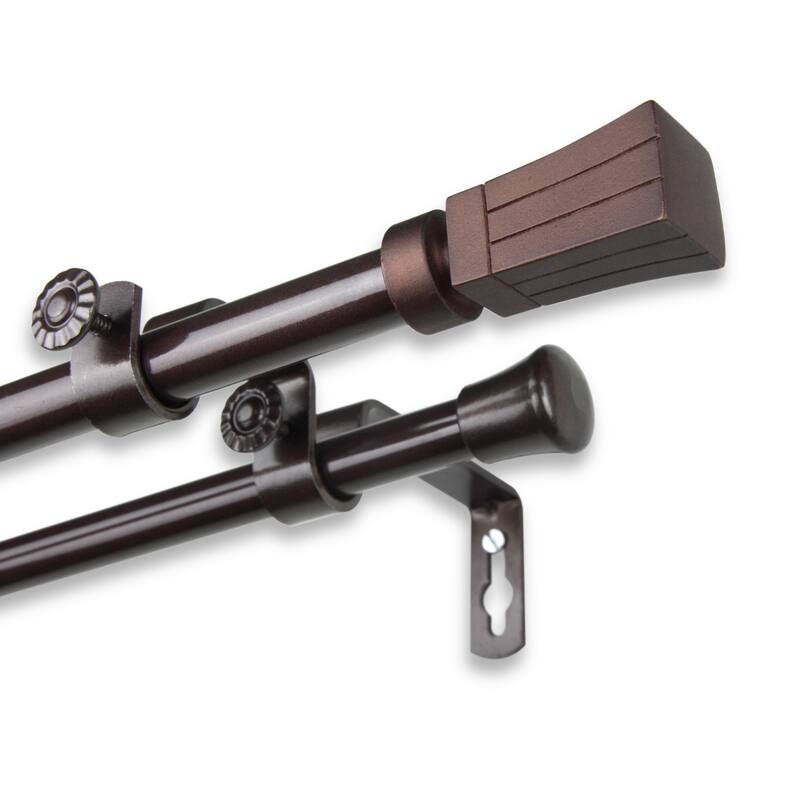 InStyleDesign Waver Adjustable Double Curtain Rod - 28 to 48 inches - Cocoa
