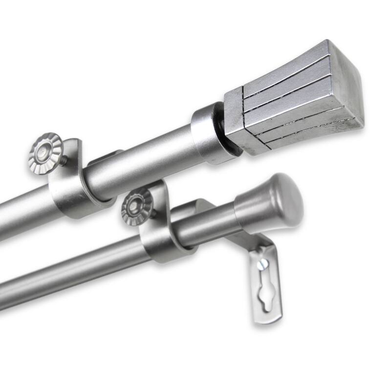 InStyleDesign Waver Adjustable Double Curtain Rod - 28 to 48 inches - satin nickel