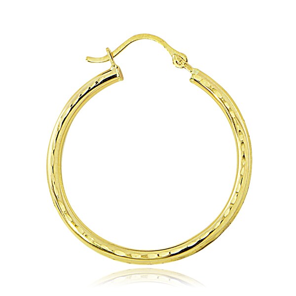 diamond cut gold hoop earrings