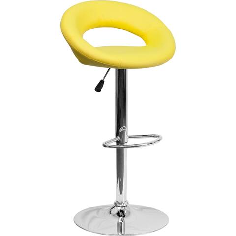 Contemporary Vinyl Rounded Orbit-style Height-adjustable Barstool - 32 - 40.75"H
