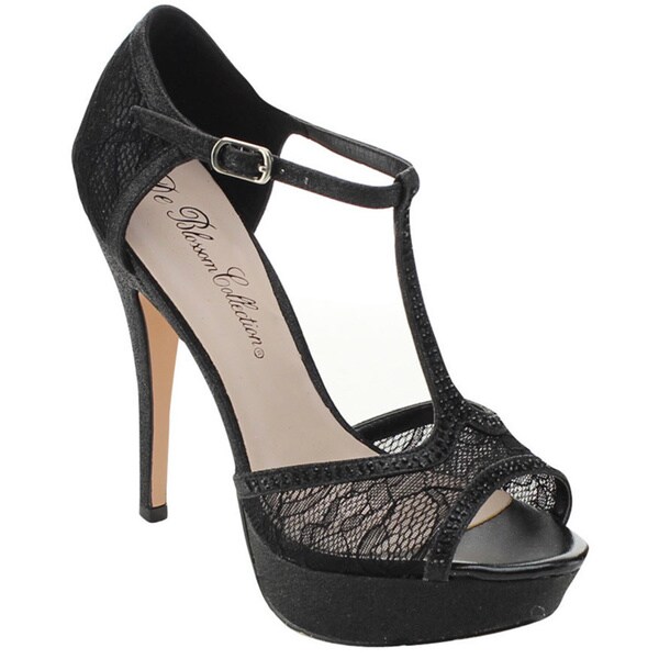 Shop De Blossom Collection Women's 'Vice-121' Lace T-Strap Heels - Free ...